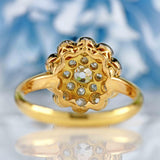 Ellibelle Jewellery Antique Victorian Old-Mine-Cut 18ct Gold Platinum Diamond Cluster Ring (1.17ct