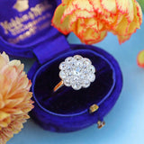 Ellibelle Jewellery Antique Victorian Old-Mine-Cut 18ct Gold Platinum Diamond Cluster Ring (1.17ct