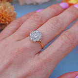 Ellibelle Jewellery Antique Victorian Old-Mine-Cut 18ct Gold Platinum Diamond Cluster Ring (1.17ct