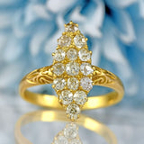 Ellibelle Jewellery Antique Victorian Old-Mine-Cut Diamond 18ct Gold Marquise Ring (1.20cts)