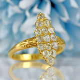 Ellibelle Jewellery Antique Victorian Old-Mine-Cut Diamond 18ct Gold Marquise Ring (1.20cts)