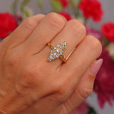 Ellibelle Jewellery Antique Victorian Old-Mine-Cut Diamond 18ct Gold Marquise Ring (1.20cts)
