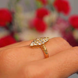 Ellibelle Jewellery Antique Victorian Old-Mine-Cut Diamond 18ct Gold Marquise Ring (1.20cts)