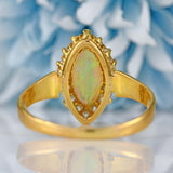 Ellibelle Jewellery Antique Victorian Opal & Old-Cut Diamond 18ct Gold Marquise Cluster Ring