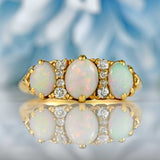 Ellibelle Jewellery Antique Victorian Opal & Old Cut Diamond 18ct Gold Ring