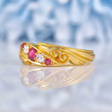 Ellibelle Jewellery Antique Victorian Ruby & Diamond 18ct Gold Ring