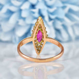 Ellibelle Jewellery Antique Victorian Ruby & Diamond Marquise Navette Ring
