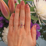 Ellibelle Jewellery Antique Victorian Ruby & Diamond Marquise Navette Ring