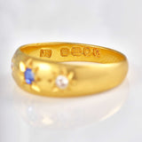 Ellibelle Jewellery Antique Victorian Sapphire & Diamond 18ct Gold Gypsy Ring