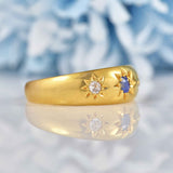 Ellibelle Jewellery Antique Victorian Sapphire & Diamond 18ct Gold Gypsy Ring