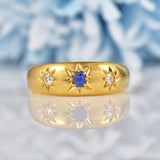 Ellibelle Jewellery Antique Victorian Sapphire & Diamond 18ct Gold Gypsy Ring