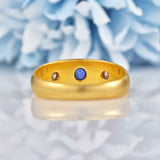 Ellibelle Jewellery Antique Victorian Sapphire & Diamond 18ct Gold Gypsy Ring