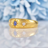 Ellibelle Jewellery Antique Victorian Sapphire & Diamond 18ct Gold Gypsy Ring