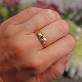 Ellibelle Jewellery Antique Victorian Sapphire & Diamond 18ct Gold Gypsy Ring