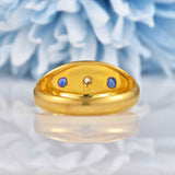 Ellibelle Jewellery Antique Victorian Sapphire & Diamond 18ct Gold Gypsy Ring