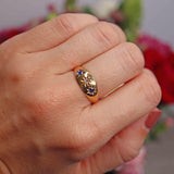 Ellibelle Jewellery Antique Victorian Sapphire & Diamond 18ct Gold Gypsy Ring