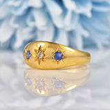 Ellibelle Jewellery Antique Victorian Sapphire & Diamond 18ct Gold Gypsy Ring