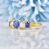 Ellibelle Jewellery Antique Victorian Sapphire & Diamond Carved Half Hoop Ring