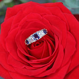 Ellibelle Jewellery Antique Victorian Sapphire & Diamond Carved Half Hoop Ring