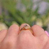 Ellibelle Jewellery Antique Victorian Sapphire & Old Cut Diamond 18ct Gold Navette Ring
