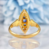 Ellibelle Jewellery Antique Victorian Sapphire & Old Cut Diamond 18ct Gold Navette Ring