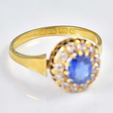 Ellibelle Jewellery Antique Victorian Sapphire & Old-Cut Diamond Cluster Ring