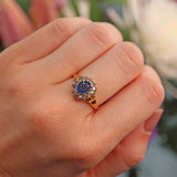 Ellibelle Jewellery Antique Victorian Sapphire & Old-Cut Diamond Cluster Ring