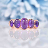 Ellibelle Jewellery Antique Victorian Style Amethyst Cabochon & Rose Gold Ring