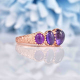 Ellibelle Jewellery Antique Victorian Style Amethyst Cabochon & Rose Gold Ring