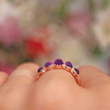 Ellibelle Jewellery Antique Victorian Style Amethyst Cabochon & Rose Gold Ring