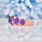 Ellibelle Jewellery Antique Victorian Style Amethyst Cabochon & Rose Gold Ring