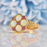 Ellibelle Jewellery Antique Victorian Style Opal & Ruby 9ct Gold Ring