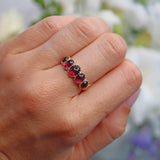 Ellibelle Jewellery Antique Victorian Style Rhodolite Garnet 9ct Gold Five-Stone Ring