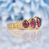 Ellibelle Jewellery Antique Victorian Style Rhodolite Garnet 9ct Gold Five-Stone Ring