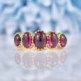 Ellibelle Jewellery Antique Victorian Style Rhodolite Garnet 9ct Gold Five-Stone Ring