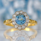 Ellibelle Jewellery Aquamarine & Diamond 18ct Gold Cluster Engagement Ring