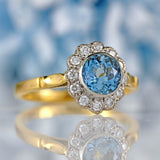 Ellibelle Jewellery Aquamarine & Diamond 18ct Gold Cluster Engagement Ring