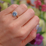 Ellibelle Jewellery Aquamarine & Diamond 18ct Gold Cluster Engagement Ring