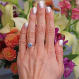 Ellibelle Jewellery Aquamarine & Diamond 18ct Gold Cluster Engagement Ring