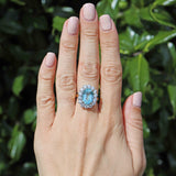 Ellibelle Jewellery Aquamarine & Diamond 18ct Gold Cluster Engagement Ring