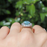 Ellibelle Jewellery Aquamarine & Diamond 18ct Gold Cluster Engagement Ring