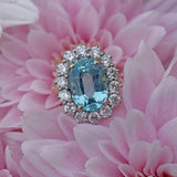 Ellibelle Jewellery Aquamarine & Diamond 18ct Gold Cluster Engagement Ring