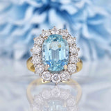 Ellibelle Jewellery Aquamarine & Diamond 18ct Gold Cluster Engagement Ring