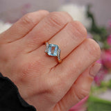 Ellibelle Jewellery Aquamarine & Diamond 18ct Gold Crossover Ring