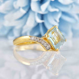 Ellibelle Jewellery Aquamarine & Diamond 18ct Gold Crossover Ring