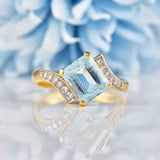 Ellibelle Jewellery Aquamarine & Diamond 18ct Gold Crossover Ring