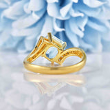 Ellibelle Jewellery Aquamarine & Diamond 18ct Gold Crossover Ring
