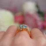 Ellibelle Jewellery Aquamarine & Diamond 18ct Gold Crossover Ring