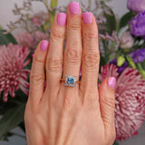 Ellibelle Jewellery Aquamarine & Diamond 18ct Gold Cushion-Shaped Cluster Ring