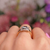 Ellibelle Jewellery Aquamarine & Diamond 18ct Gold Cushion-Shaped Cluster Ring